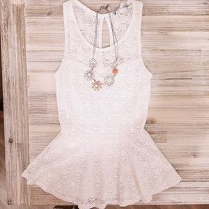 Off White Peplum Tank